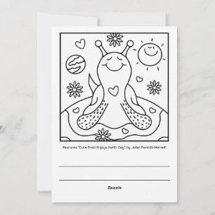 Cute Snail Enjoys Earth Day Colouring Holiday Card