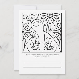 Cute Snail Fall Sunflower Garden Colouring Card