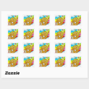Cute Snail Groovy Summer Mail Square Square Sticker