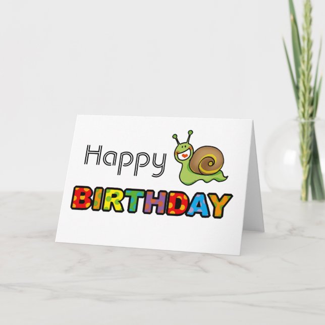 Cute snail happy birthday card (Front)