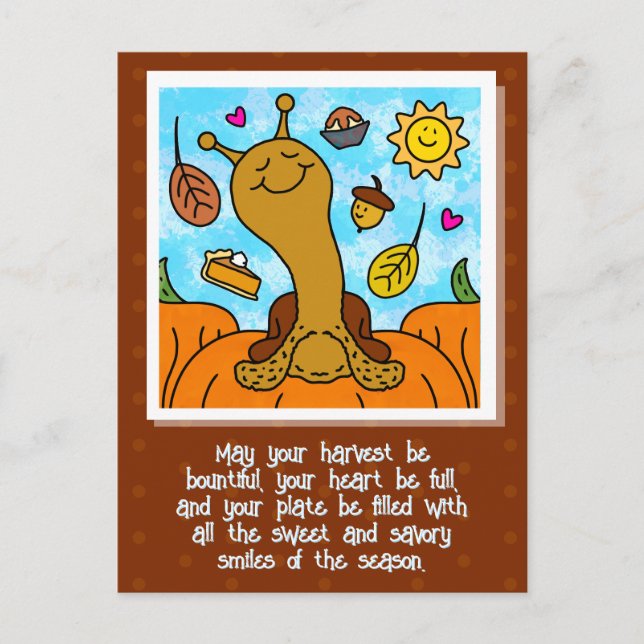 Cute Snail Happy Thanksgiving Holiday Postcard (Front)