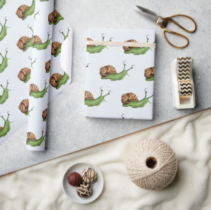 Cute Snail Illustration Pattern Wrapping Paper