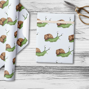 Cute Snail Illustration Pattern Wrapping Paper