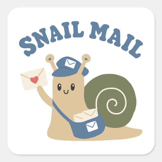 Cute Snail Mail Postman Square Sticker (Front)