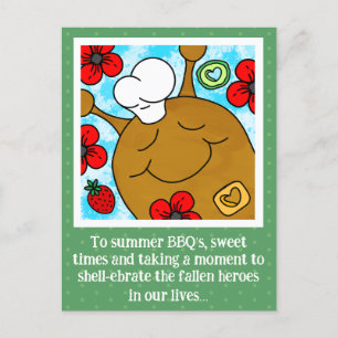 Cute Snail Memorial Day BBQ Holiday Postcard