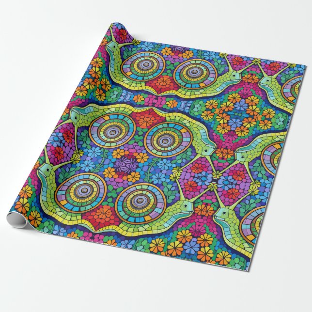 Cute snail mosaic wrapping paper (Unrolled)