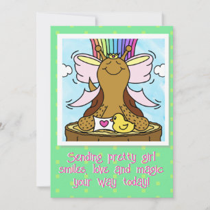 Cute Snail Pink Hair Ribbon Pretty Girl Smiles Card