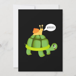 Cute Snail Riding Turtle Adorable Animal Invitation
