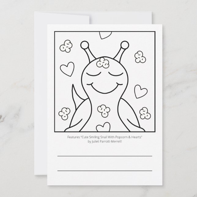 Cute Snail Sending Smile Colouring | Greeting  Card (Back)