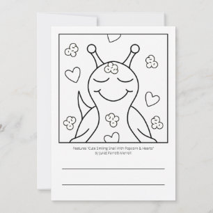Cute Snail Sending Smile Colouring Greeting Card