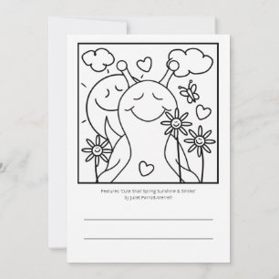 Cute Snail Sending Smiles Spring Colouring    Card