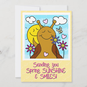 Cute Snail Sending Smiles Spring Greeting Card