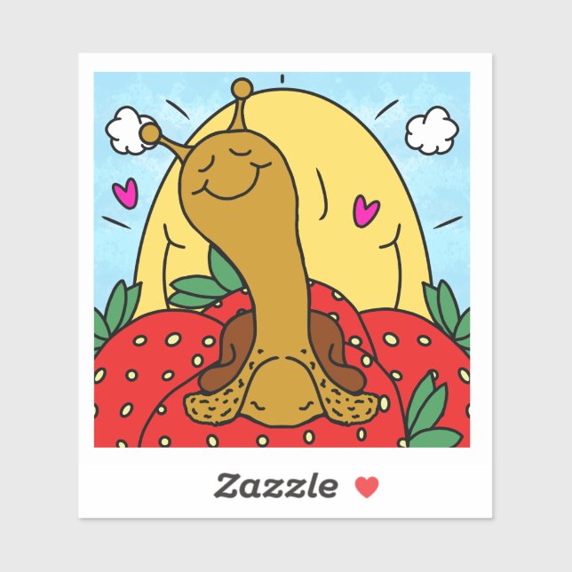 Cute Snail Strawberries And Summer Sunshine Smiles (Sheet)