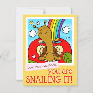 Cute Snail Teacher Appreciation Day Thank You Postcard