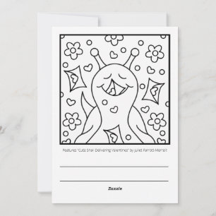 Cute Snail Valentines Day Coloring    Holiday Card