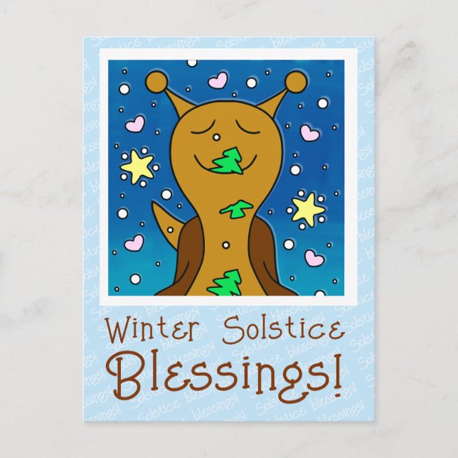 Cute Snail Winter Solstice Blessings Holiday Postcard (Front)