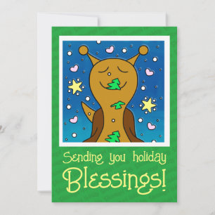 Cute Snail With Christmas Cookie    Holiday Card
