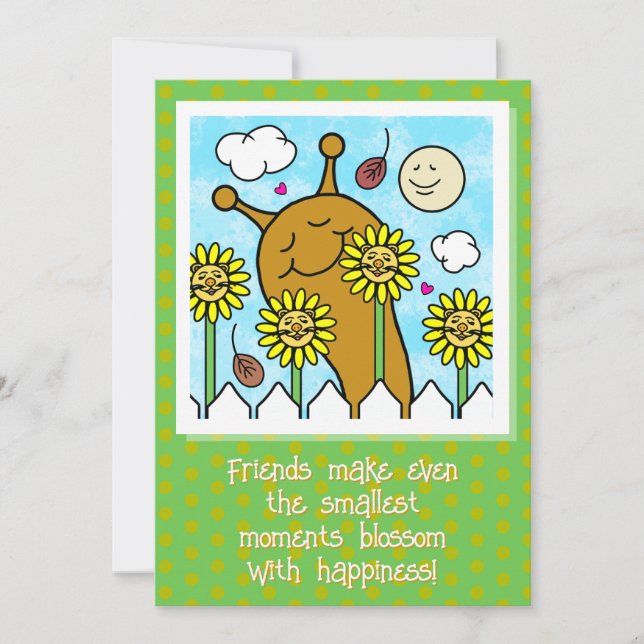 Cute Snail With Dandelion Friends Fall Card (Front)