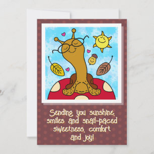 Cute Snail With Glasses On Mushroom Fall Card