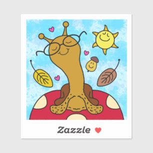 Cute Snail With Glasses On Mushroom Fall Vinyl