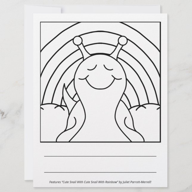 Cute Snail With Rainbow | Colouring Page (Front)