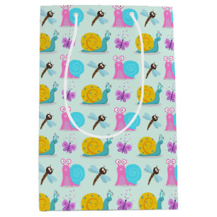 Cute Snails, Butterflies and Dragonflies  Medium Gift Bag