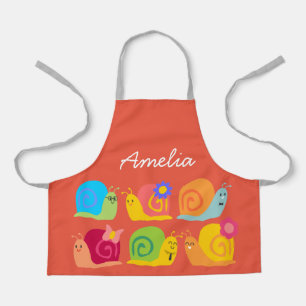 Cute snails colourful kids art or cooking apron
