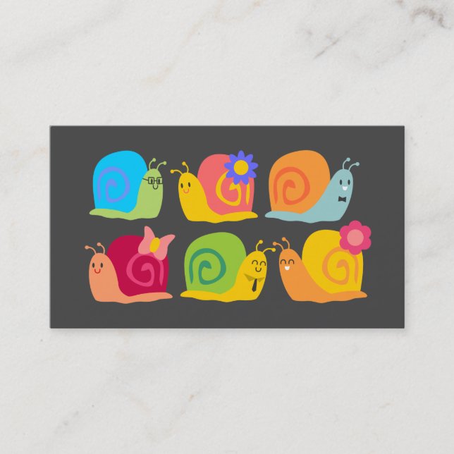 Cute snails kids online toys and books business card (Front)
