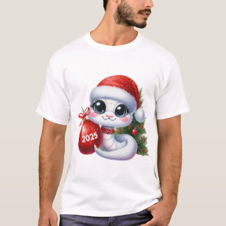 Cute Snake 2025 Christmas T-Shirt Design