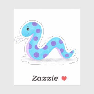 Cute Snake Cartoon in Blue Purple Spots Kawaii