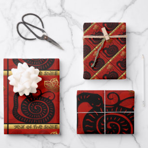 Cute Snake Chinese Year Zodiac Birthday WP3P Wrapping Paper Sheet
