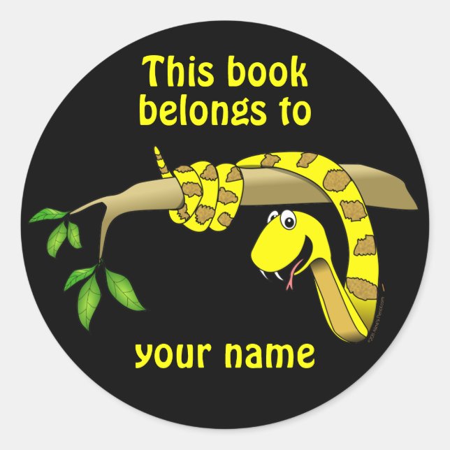 Cute Snake in a Tree Reptile Custom Bookplates Classic Round Sticker (Front)