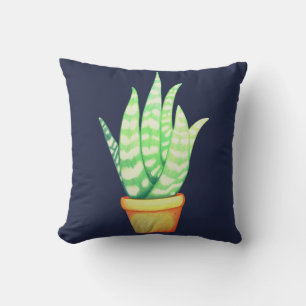 Cute Snake Plant Succulent in Orange Pot Cushion