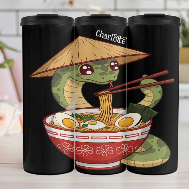 Cute Snake: Ramen Feast, Asian Hat Thermal Tumbler (Creator Uploaded)