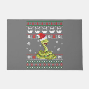 Cute Snake Ugly Sweater Christmas Light Pajama Doormat