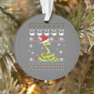 Cute Snake Ugly Sweater Christmas Light Pajama Ornament