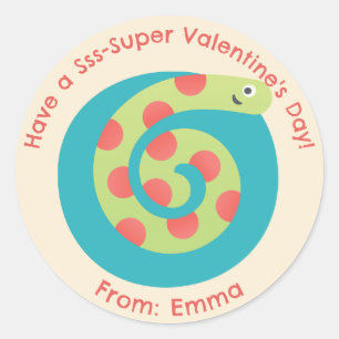 Cute Snake Valentine Stickers - Personalized Kids