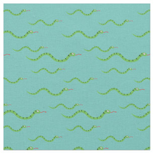 Cute Snakes Kid Baby Nursery Teal Reptiles Fabric
