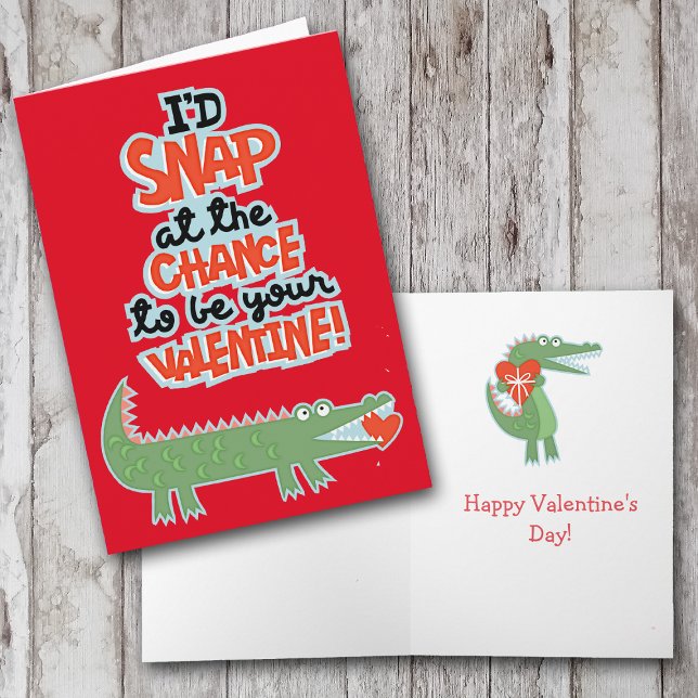 Cute Snappy Alligator Valentine Holiday Card (Creator Uploaded)
