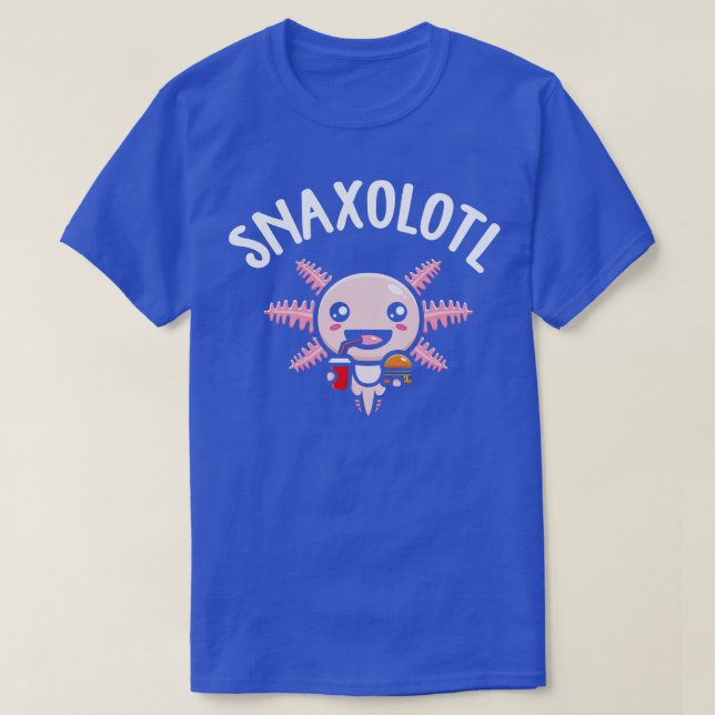 Cute Snaxolotl Axolotl Salamander Food Pun T-Shirt (Design Front)