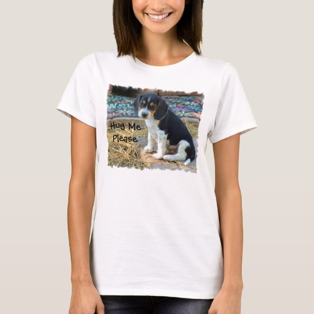 Cute Snoopy Beagle Puppy - Hug MePlease T-Shirt (Front)