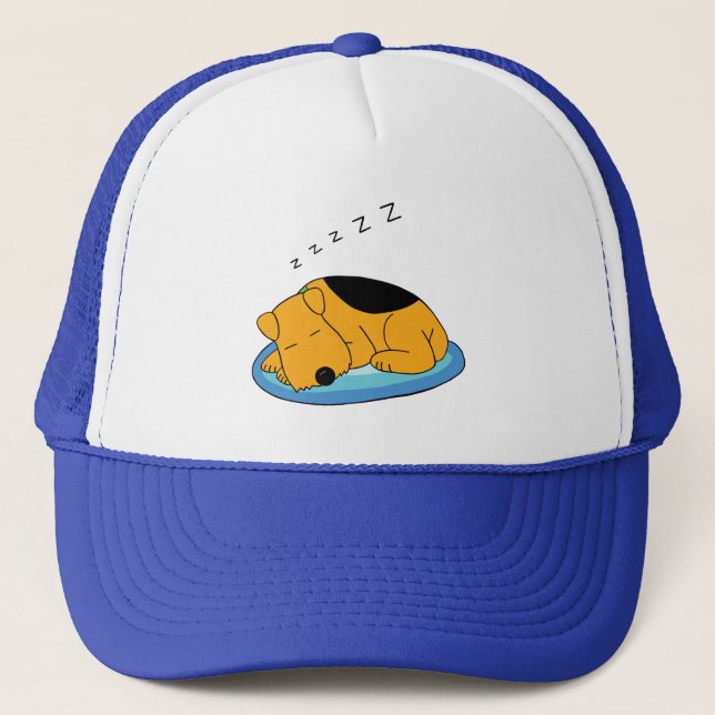 Cute Snoring Puppy Dog Trucker Hat (Front)