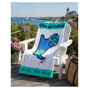 Cute Snorkel Pup Silhouette Bright Summer Colours Beach Towel