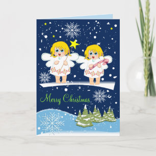 Cute Snow, Angels and Custom Text card