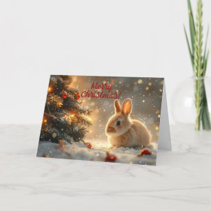 Cute Snow Bunny Christmas Card Holiday Greetings