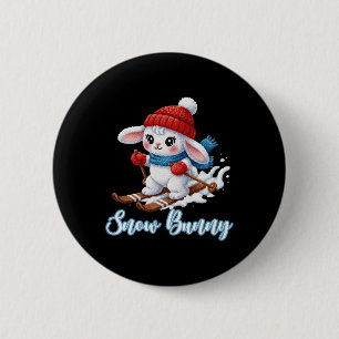 Cute Snow Bunny Ski Lover Winter Downhill Skiing B 6 Cm Round Badge