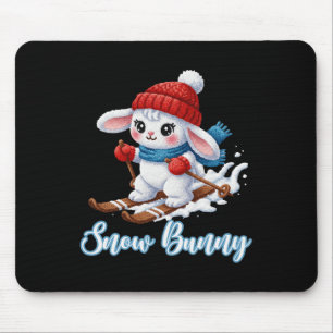 Cute Snow Bunny Ski Lover Winter Downhill Skiing B Mouse Pad