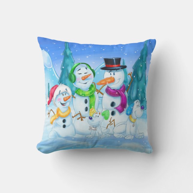 Cute snow family cartoon cushion (Front)