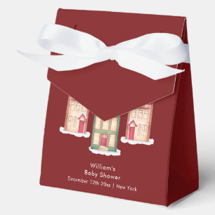 Cute Snow Gingerbread Village Baby Shower Favour Box
