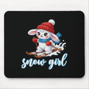 Cute Snow Girl Snow Bunny Ski Lover Winter Skiing Mouse Pad